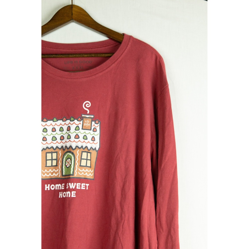 Life is Good Womens Red Gingerbread Home Sweet Home Long Sleeve Crusher Tee XXL - Picture 4 of 14